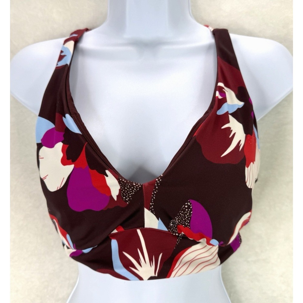 Athleta D-DD Size Small Floral Plunge Bikini Swim Top Hermosa Hero Bloom - Picture 2 of 10